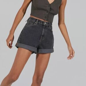 BDG Urban Outfitters Washed Black Mom High-Rise Denim Shorts 27